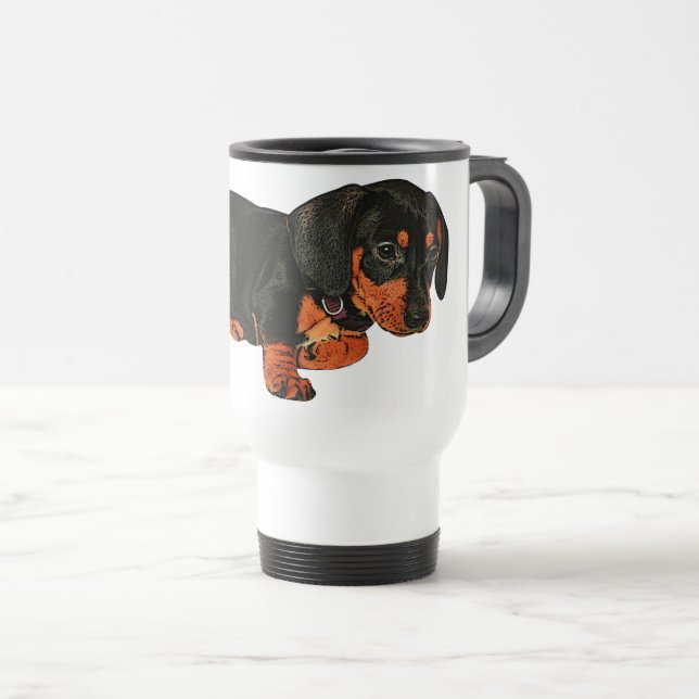 Caneca de viagem de Design de Dachshund (Frente Esquerda)