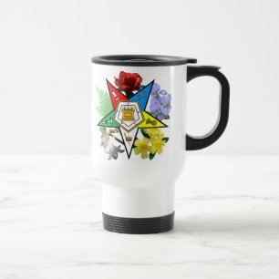 Caneca de viagem de emblema floral OES