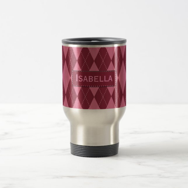 Caneca de viagem de Estilo Rosa de Nome Personaliz (Centro)
