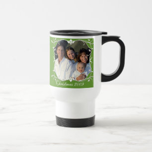 Caneca de viagem de Foto da Família Red Christmas 