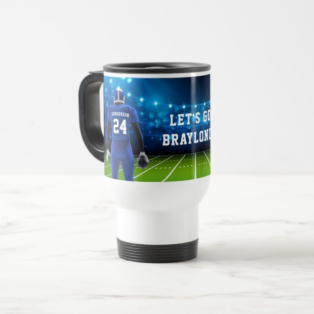 Caneca de Viagem de Futebol de Camisa Azul (Frente Esquerda)