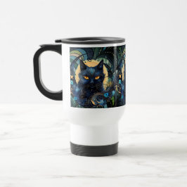 Caneca de viagem de Gato Negro e Lua Celestial