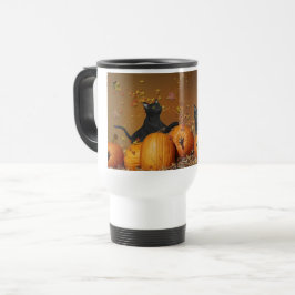 Caneca de viagem de Halloween com Gatos Pretos