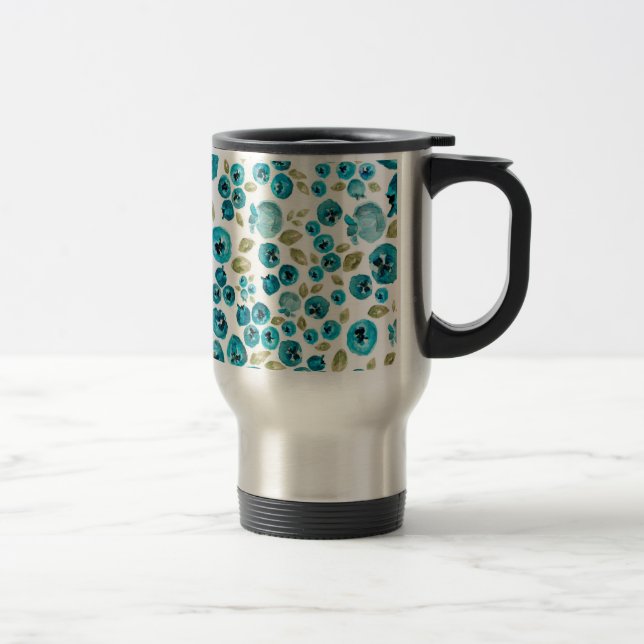 Caneca de viagem de Impressão de mirtilo com alça (Direita)