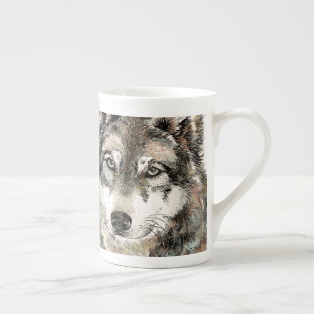 Caneca de viagem de lobo-aquarela (Direita)