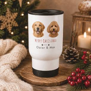 Caneca de Viagem de Natal com Foto de 2 Animais de