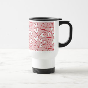 Caneca de viagem de padrões de coração espalhado