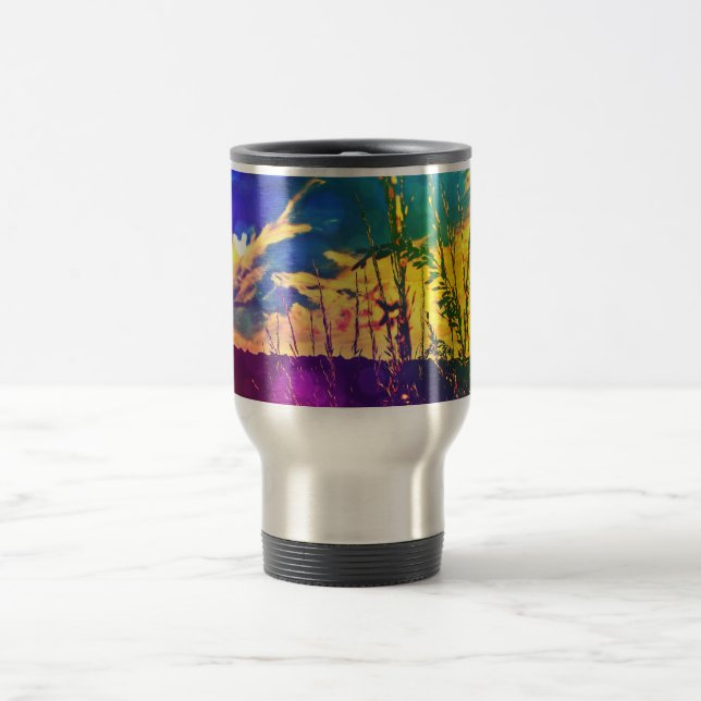 Caneca de viagem de Paisagem Rural do Arco-íris (Centro)