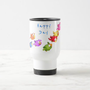 Caneca de viagem de Pássaros Voadores - Texto Pers