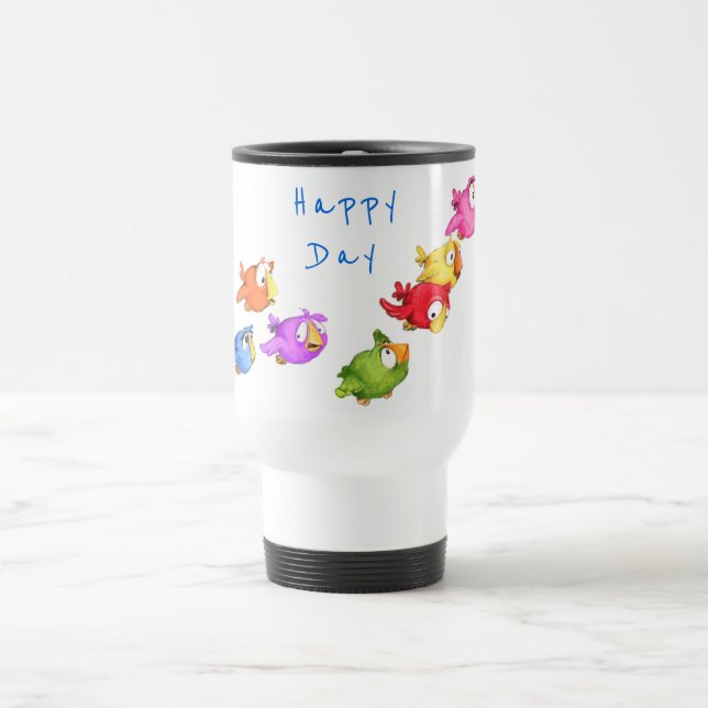 Caneca de viagem de Pássaros Voadores - Texto Pers (Centro)