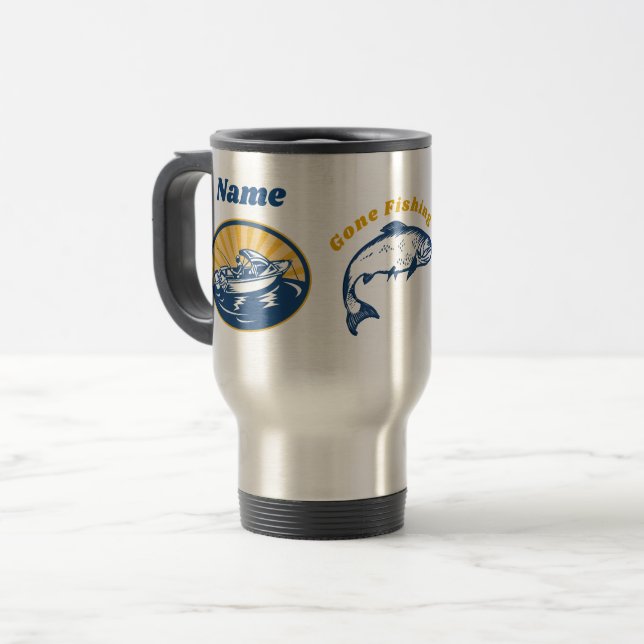 Caneca de viagem De Pesca Personalizada (Frente Esquerda)
