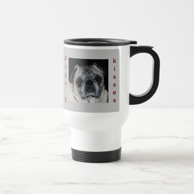 Caneca de viagem de Pugs & Kisses (Direita)