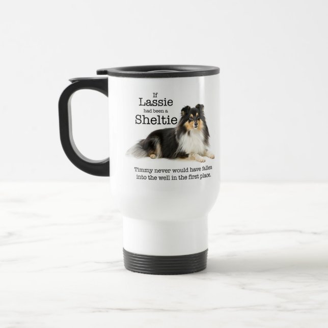 Caneca de viagem de Sheltie da Tri Cor de Timmy (Esquerda)
