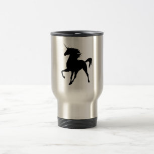 Caneca de viagem de silhueta Unicorn preta
