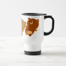 Caneca de viagem de Ursos de Cartoon Entusiasmados