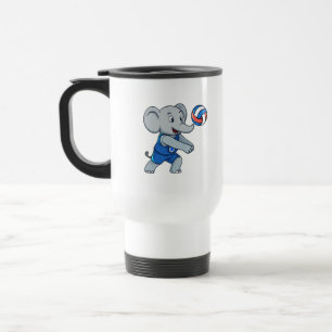Caneca de Viagem de Volei de Elefante Engraçado