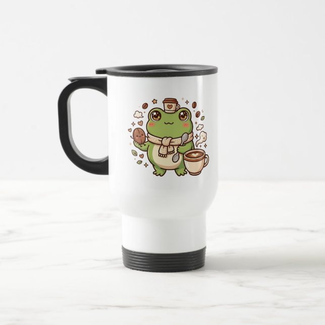 Caneca de Viagem Design de Sapo Fofo Colher Feijão (Esquerda)