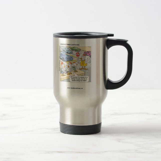 Caneca de Viagem Divertida de Frango Atravessando  (Direita)