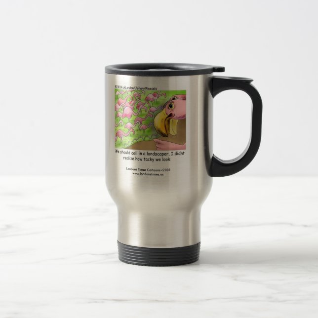 Caneca de Viagem Divertida Flamingo Rosa Brega (Direita)