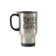 Caneca de viagem do amor da esperança da fé