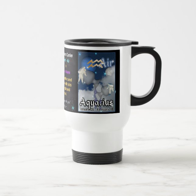 Caneca de viagem do branco do zodíaco do Aquário (Direita)
