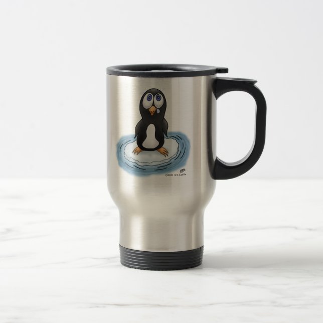 Caneca de viagem do café do pinguim dos desenhos (Direita)