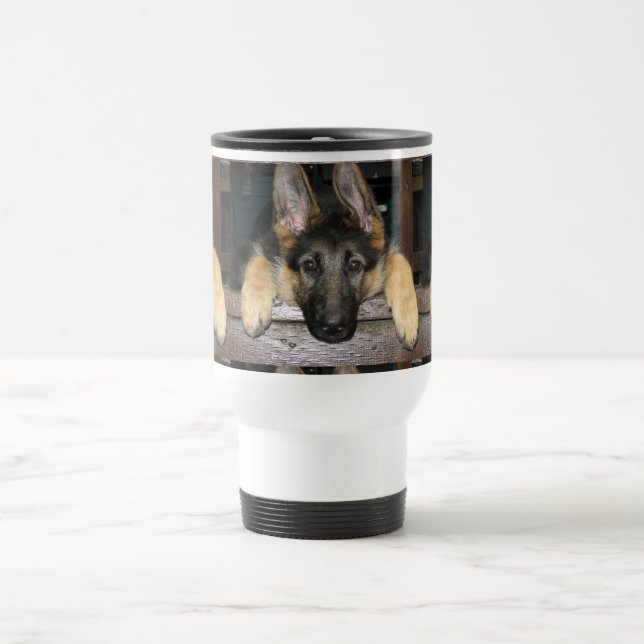 Caneca de viagem do cão de german shepherd (Centro)