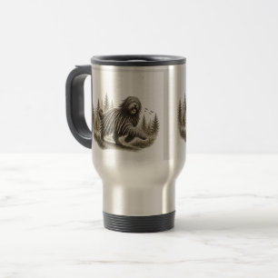 Caneca de viagem do cão de pastor Bergamasco feliz