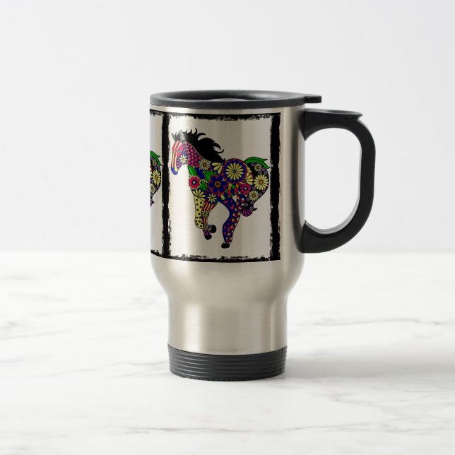 Caneca de viagem do cavalo da flor (Direita)