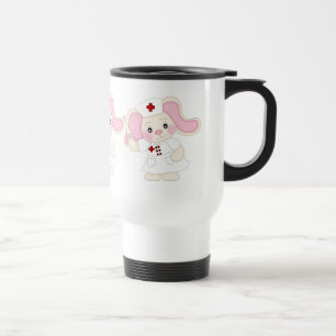 Caneca de viagem do coelho da enfermeira dos