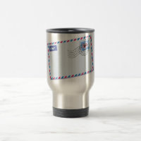 Caneca de viagem do envelope do correio aéreo