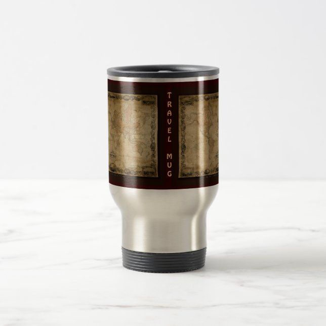 Caneca de viagem do Mapa Mundial Antiquado (Centro)