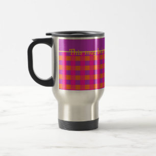 Caneca de viagem do padrão de verificação rosa, la