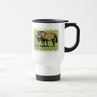 Caneca de viagem do plástico da égua e do potro