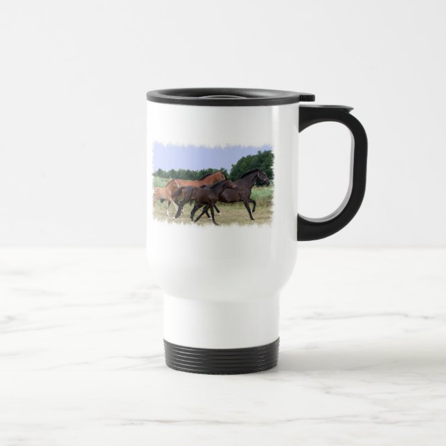 Caneca de viagem do plástico dos cavalos selvagens (Direita)