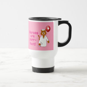 Caneca de viagem do rosa da enfermeira do gato dos