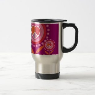 Caneca de viagem do sinal de paz da flor do AMOR
