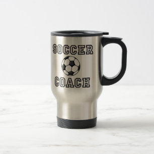 Caneca de viagem do treinador do futebol