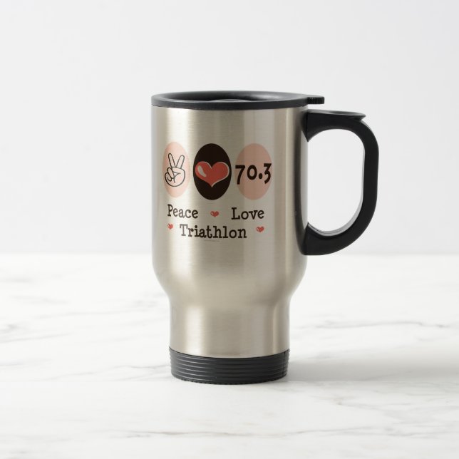 Caneca de viagem do Triathlon do amor da paz (Direita)