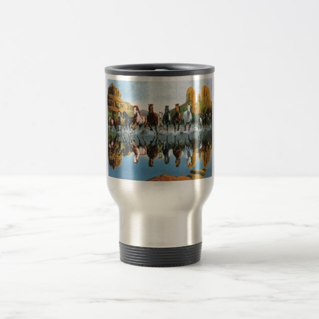 Caneca de viagem dos cavalos selvagens (Centro)