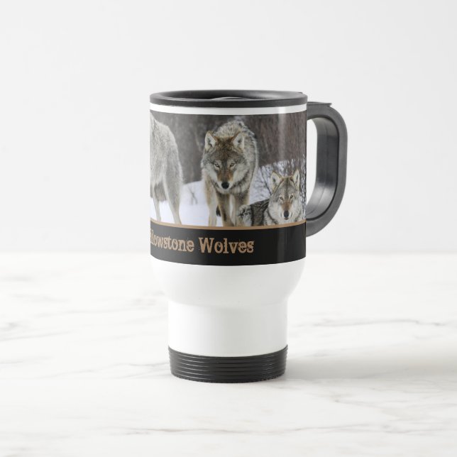 Caneca de viagem dos Lobos de Leve (Frente Esquerda)
