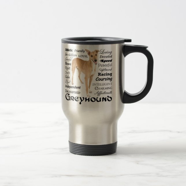 Caneca de viagem dos traços do galgo (Direita)