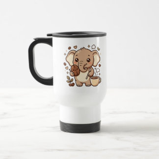 Caneca de Viagem Elefante Fofo Kawaii Café