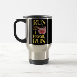caneca de viagem engraçada "RUN PIGGIE"