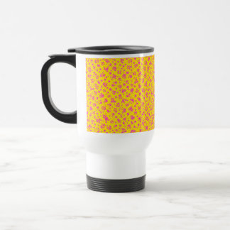 Caneca de viagem ensolarada de pontos cor-de-rosa
