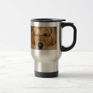Caneca de viagem ensolarada - golden retriever Res