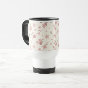 Caneca de Viagem Flor de Cerejeira Rosa