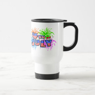 Caneca de Viagem Fogos de Artifício 4 de Julho