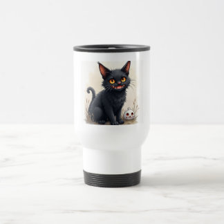 Caneca de Viagem Gato Preto Assustador