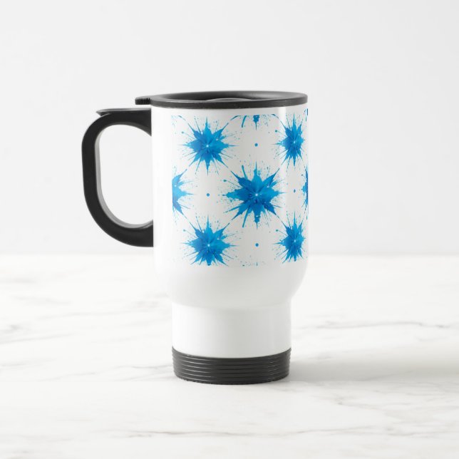 Caneca de viagem Geométrica das Ondas de Verão Azu (Esquerda)
